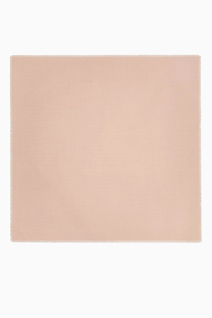 

Logo Shawl in Wool-silk Jacquard, Neutral