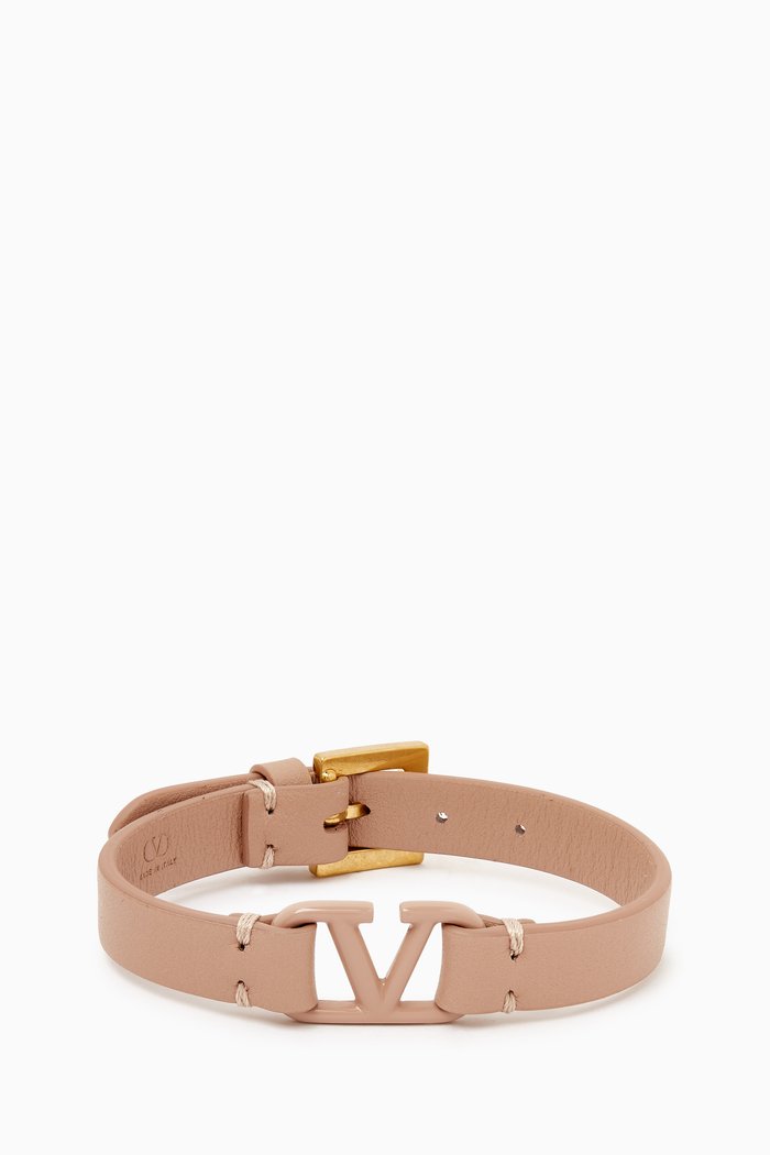 Valentino Garavani VLOGO Signature Bracelet in Supple Leather, Pink