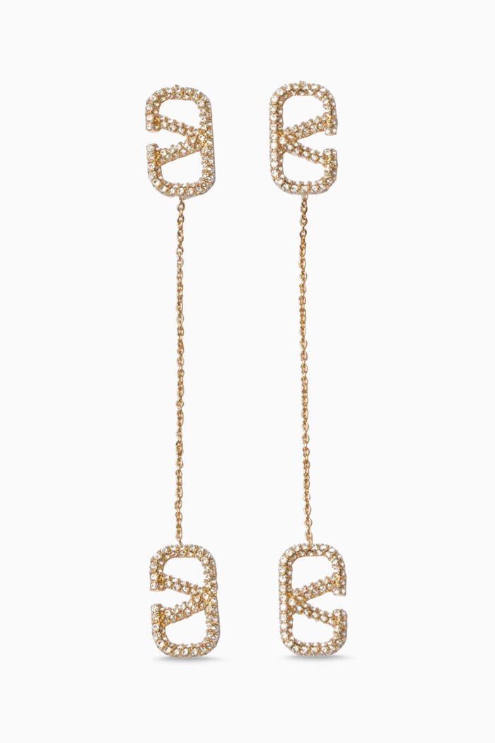 

Valentino Garavani VLOGO Signature Crystal-embellished Drop Earrings in Metal, Gold