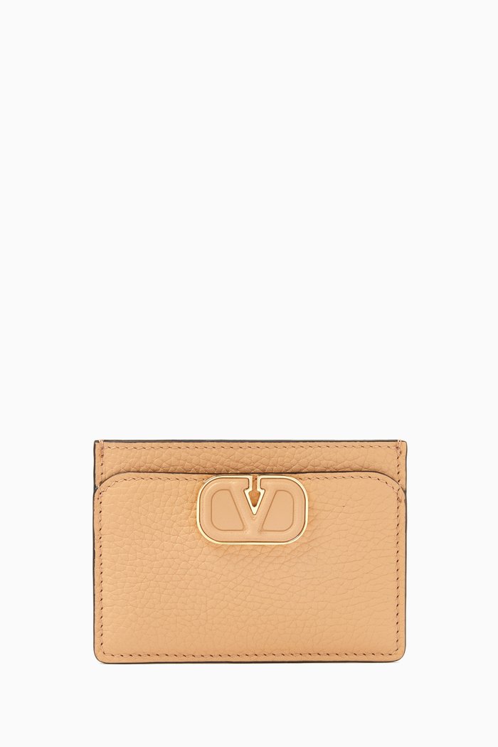 

Valentino Garavani VLOGO Card Case in Leather, Neutral