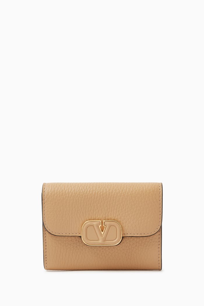 

Valentino Garavani VLOGO Card Case in Leather, Neutral