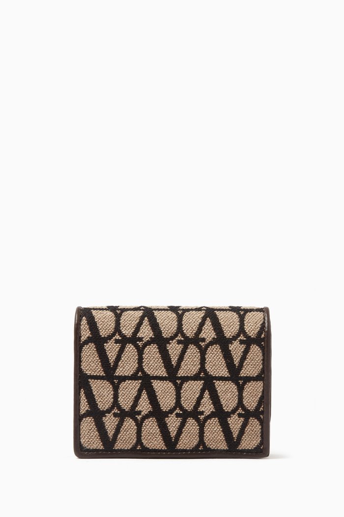 

Valentino Garavani Small Toile Iconographe Wallet, Brown