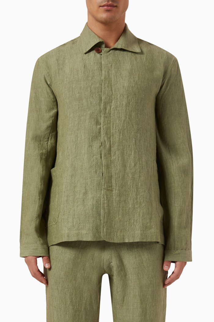 

Lightweight Jacket in Linen, Green