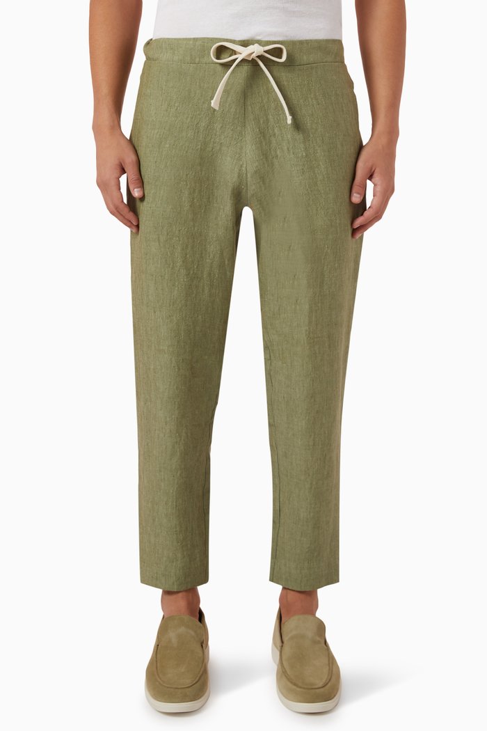 

Elasticated Trousers in Linen, Green