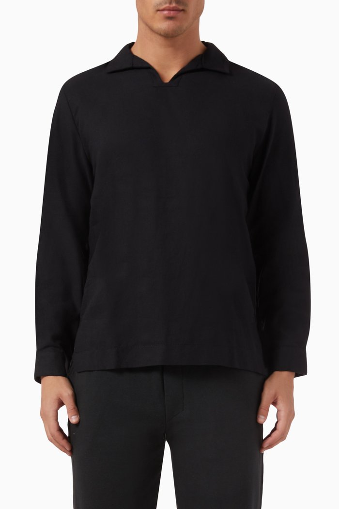 

El Abrazo Shirt in Organic-cotton Blend, Black