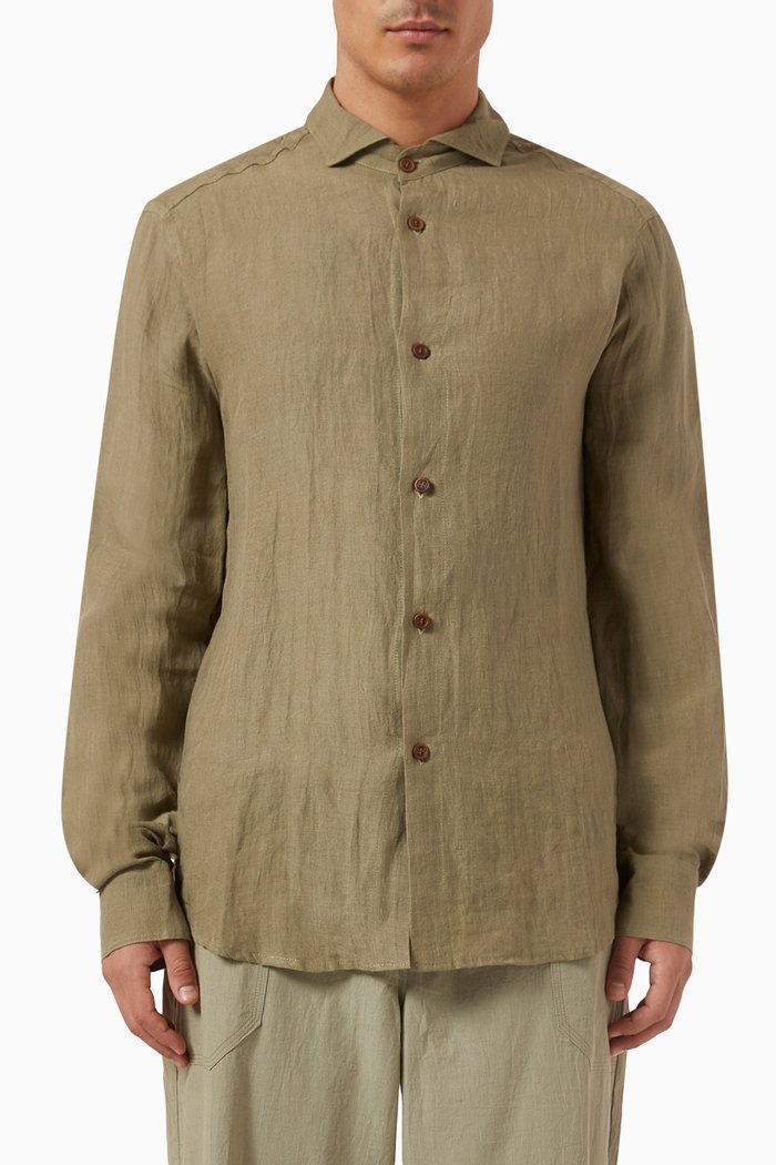 

El Pacifico Shirt in Organic Linen, Green