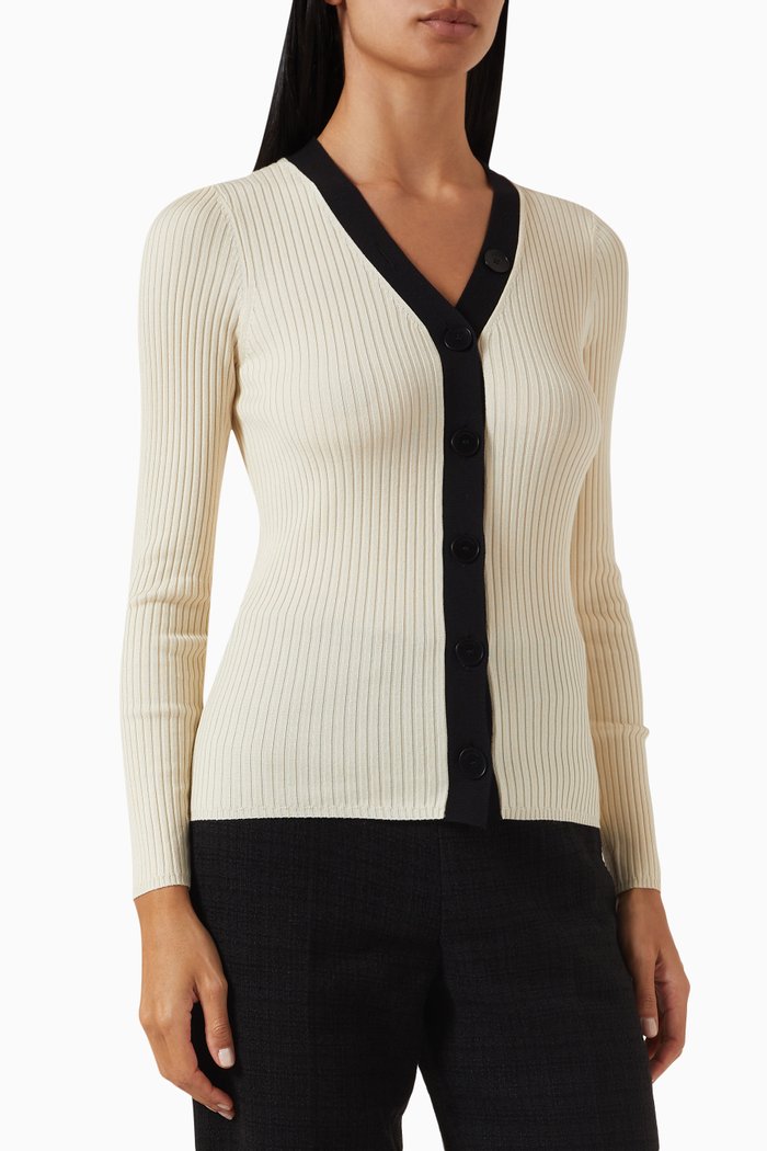 

Gabrielle Ribbed Cardigan in Viscose-blend, Neutral