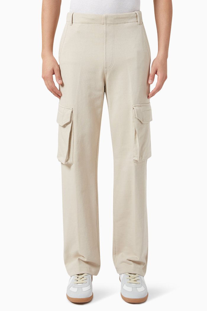 Cargo Jogging Pants in Cotton Fleece, Neutral