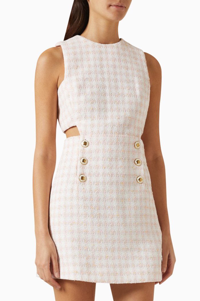 

Liana Openwork Mini Dress in Tweed, Pink