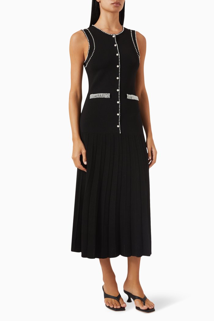

Naima Knit Midi Dress in Viscose-blend, Black