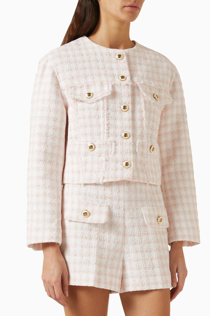 

Cropped Jacket in Tweed, Pink