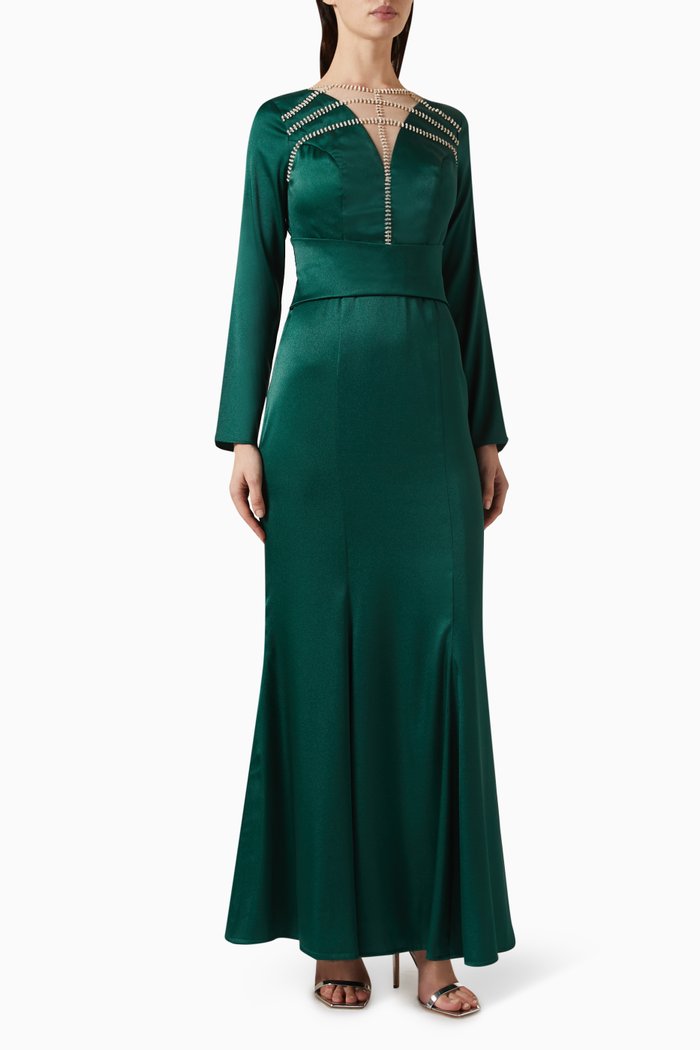 

Embellished Maxi Dress, Green