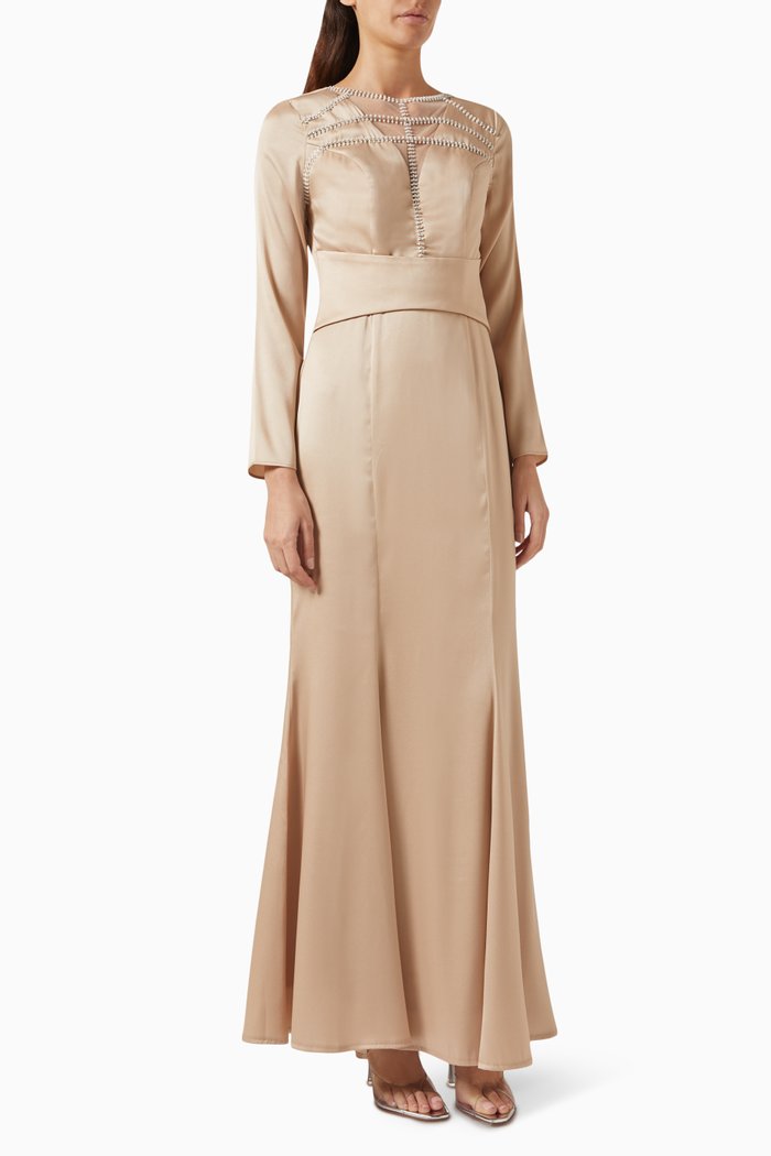 

Embellished Maxi Dress, Neutral