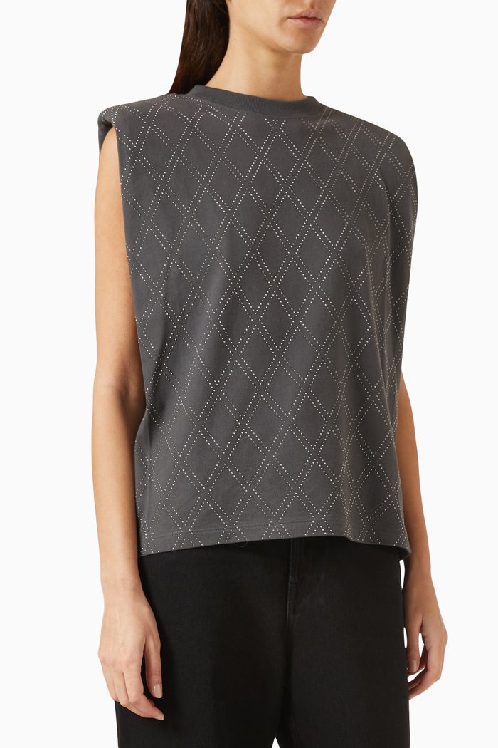 

Diamond-detail Sleeveless T-shirt in Cotton Jersey, Brown
