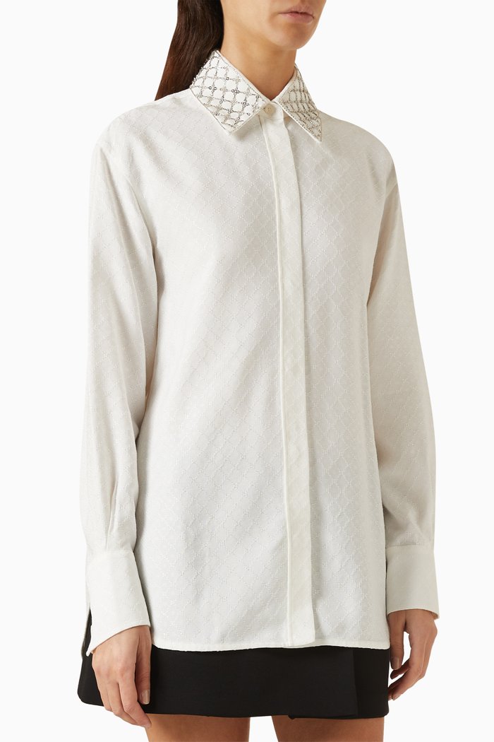 

Embroidered Boyfriend Shirt in Viscose, White