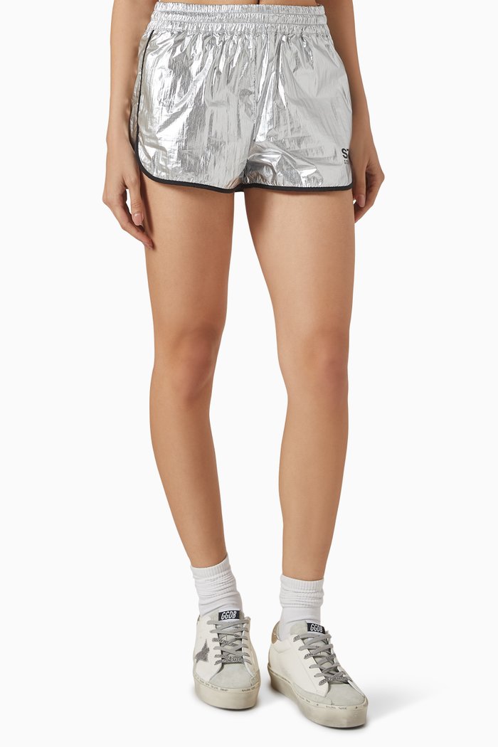 

Diana Star Shorts in Metallic Technical Fabric, Silver