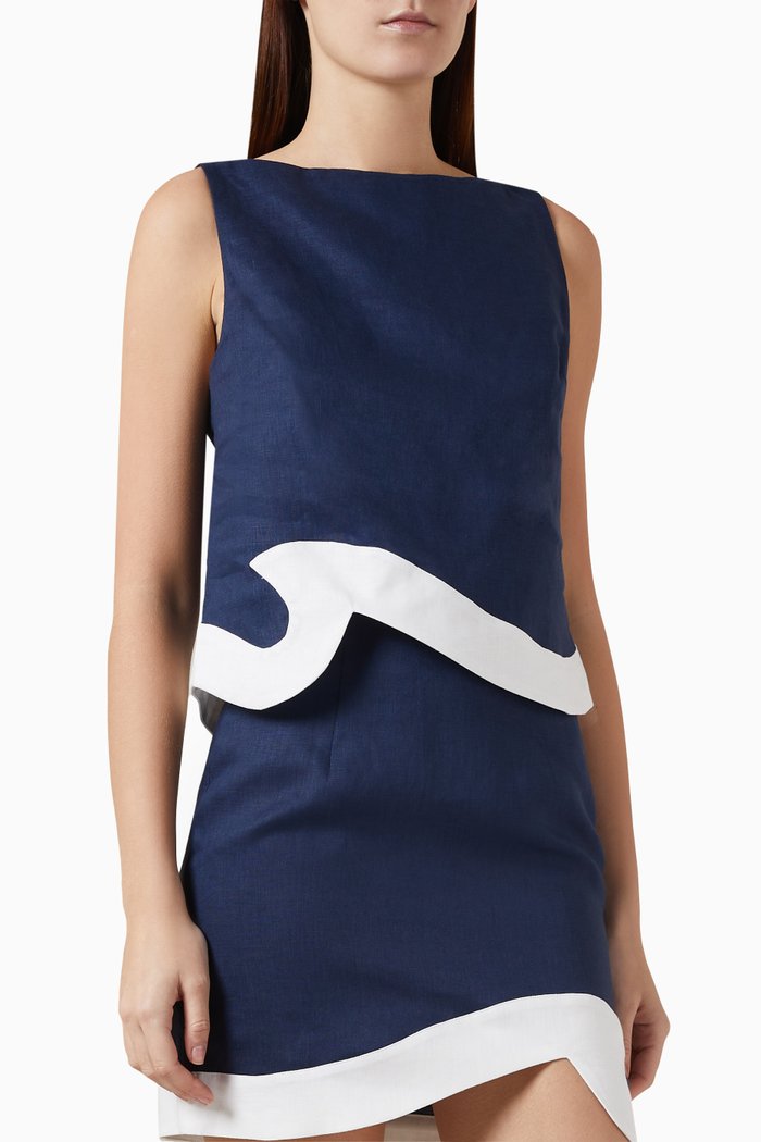 

Raphael Sleeveless Top in Linen, Blue