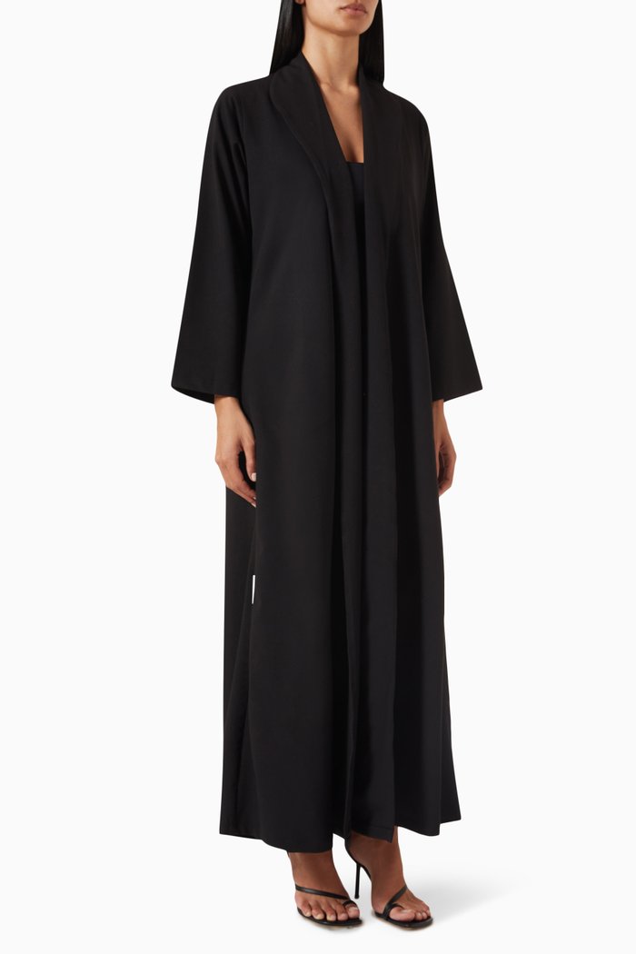 

Zainah Shawl Abaya in Stretch Cotton, Black