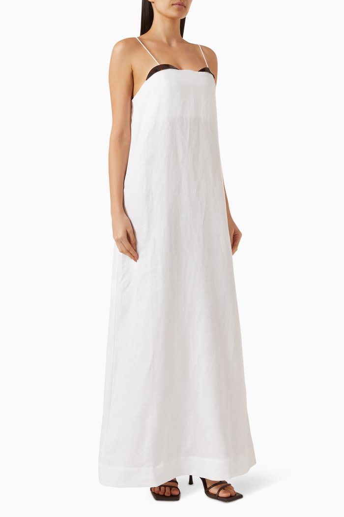 

Vintage Orchid Strap Maxi Dress in Linen-blend, Neutral