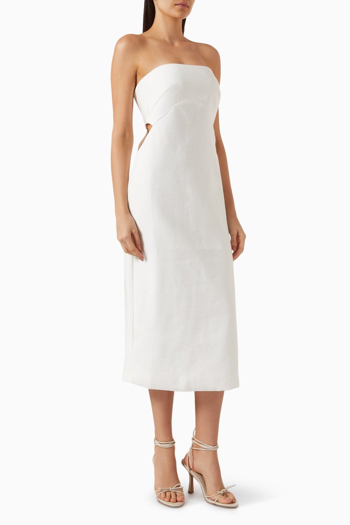

Vintage Orchid Strapless Midi Dress in Viscose-blend, Neutral