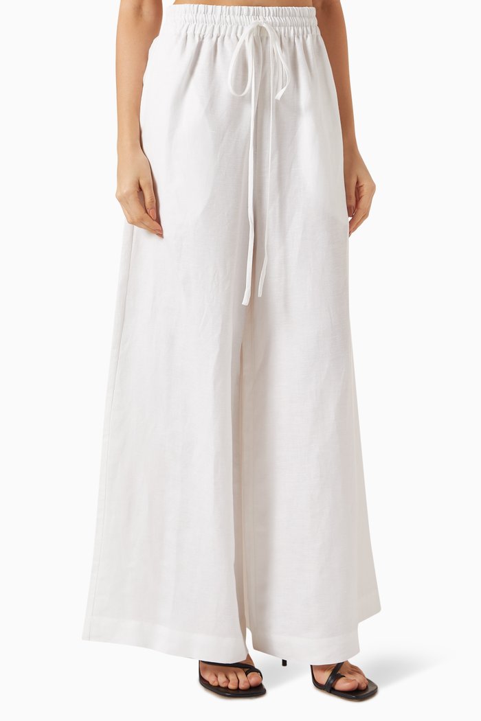 

Vintage Orchid Wide-leg Pants in Linen-blend, Neutral