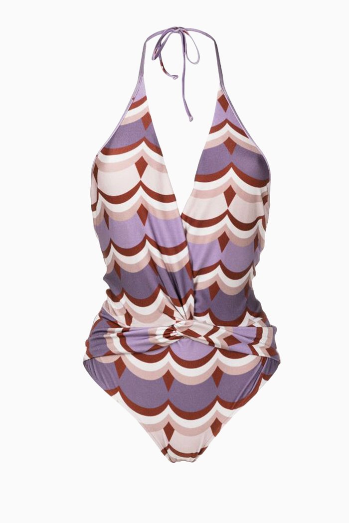 

Vintage Waves Halterneck One-piece Swimsuit, Multicolour