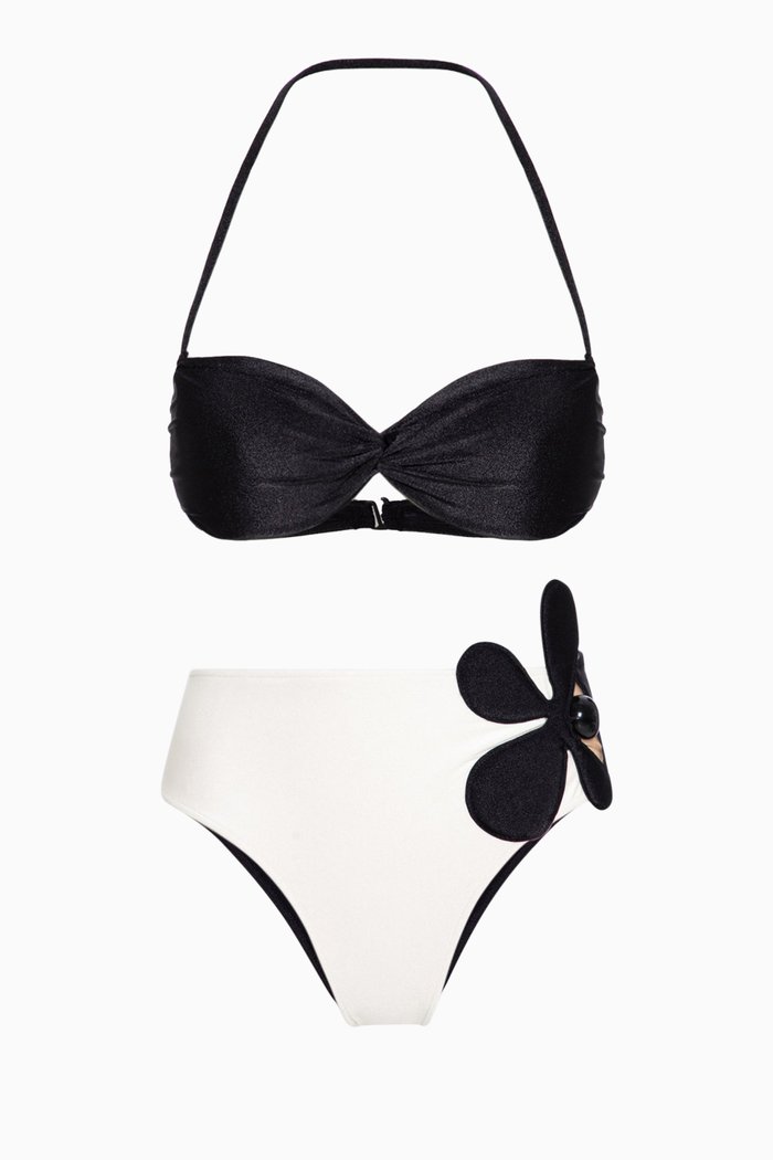 

Floral Strapless High-Waisted Bikini Set, Neutral
