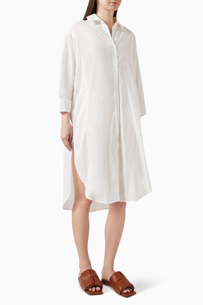 

Chemise Midi Dress in Cotton-chambray, Neutral
