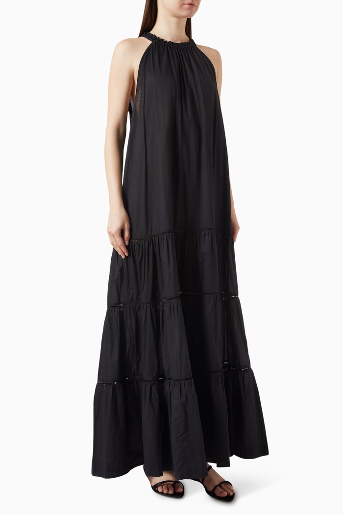 

Halterneck Maxi Dress in Cotton, Black