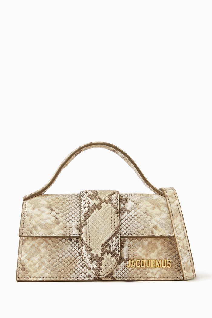 

Mini Le Bambino Bag in Snake-Embossed Leather, Neutral