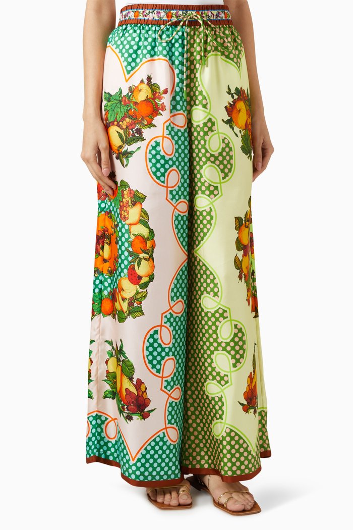 

Lemonis Wide-leg Pants in Silk-twill, Multicolour