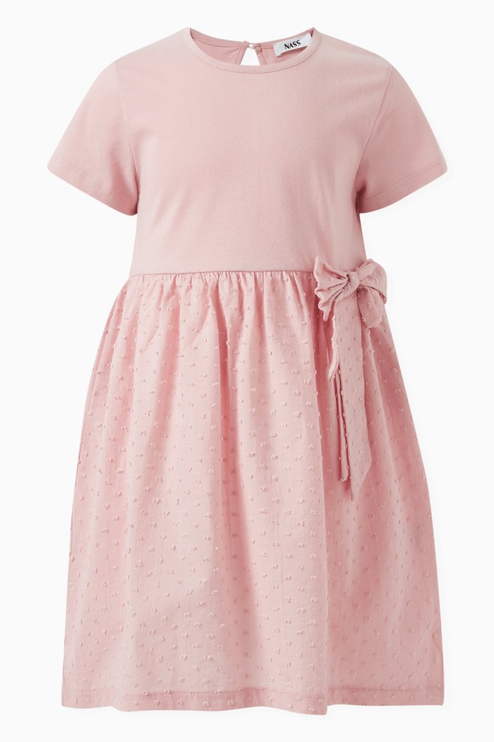 

Bow-detail Dress in Cotton, Pink