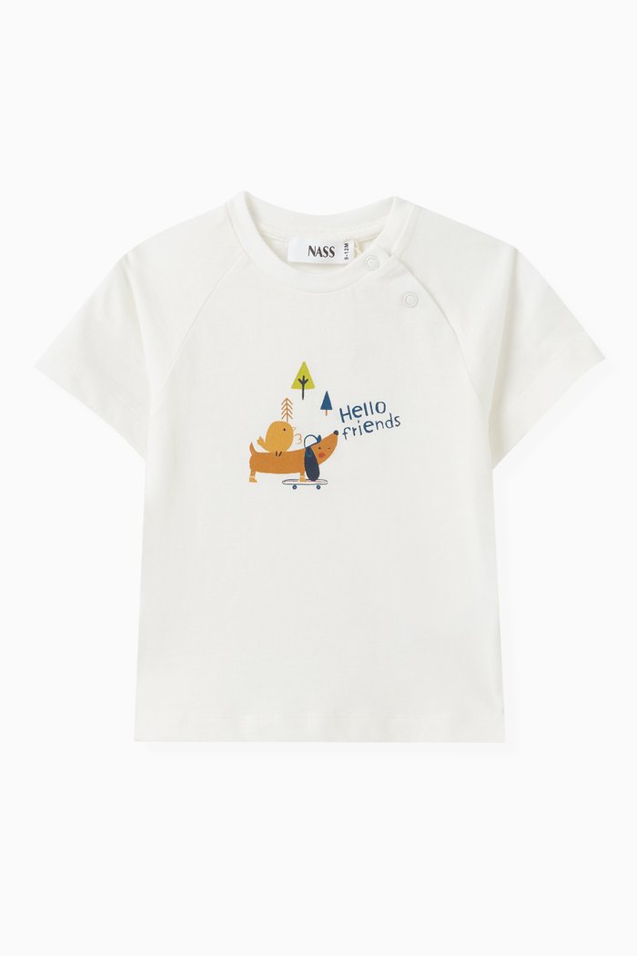 

Hello Friends Print T-Shirt in Cotton, White