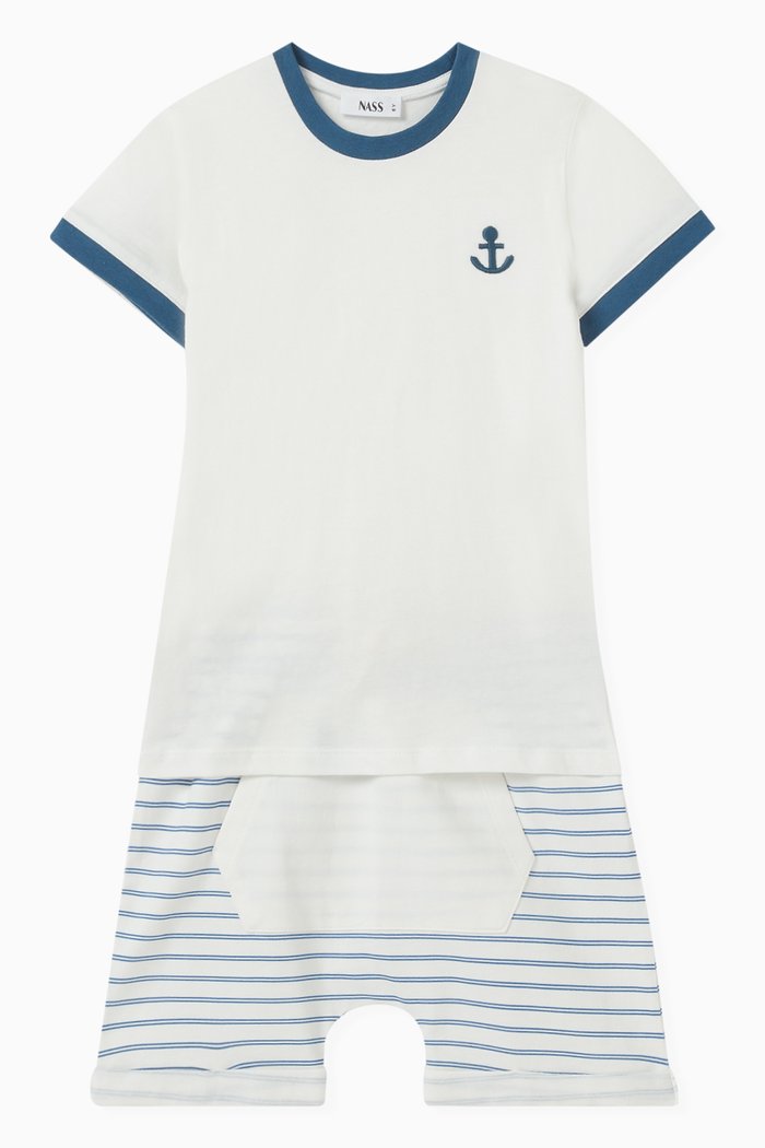 

Nautical Printed T-shirt & Shorts Set, White