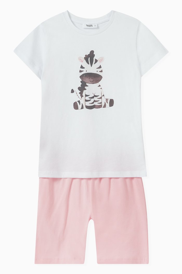 

Printed T-shirt & Shorts Set, Pink