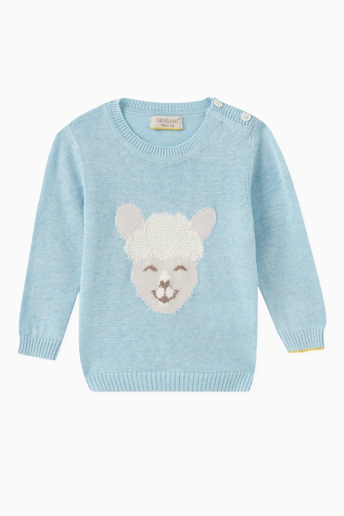 Alpaca Sweater in Silk-cotton, Blue