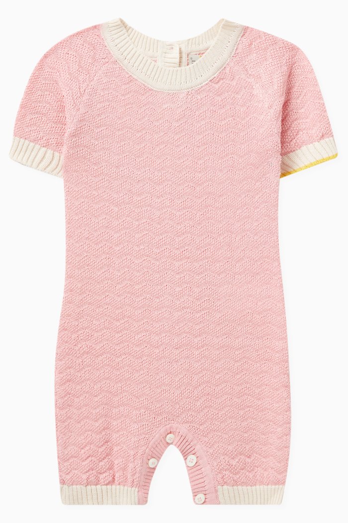 

Wave-knit Romper in Silk-cotton, Pink