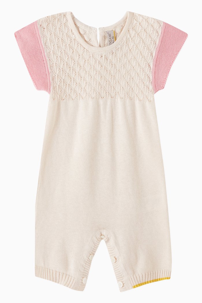 

Ruffle Sleeve Romper in Cotton & Silk, Neutral