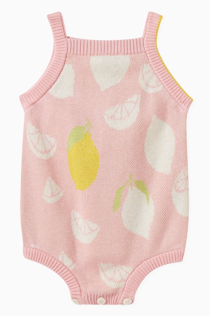 

Lemon Intarsia Romper in Silk-cotton, Pink