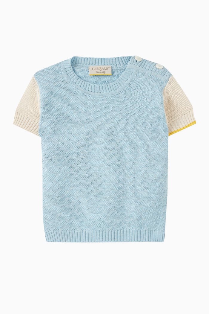 

Wave-knit Top in Silk-cotton, Blue