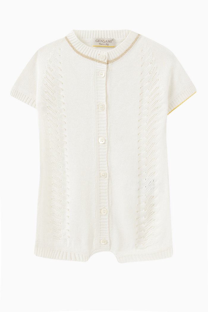 Collared Romper in Silk-cotton, White