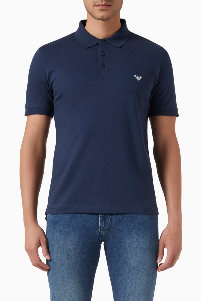 S93 Polo Shirt in Cotton, Blue