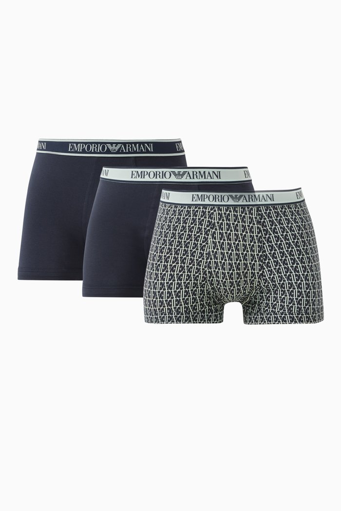 

T39 Logo Boxer Briefs in Stretch-cotton, Set of 3, Blue