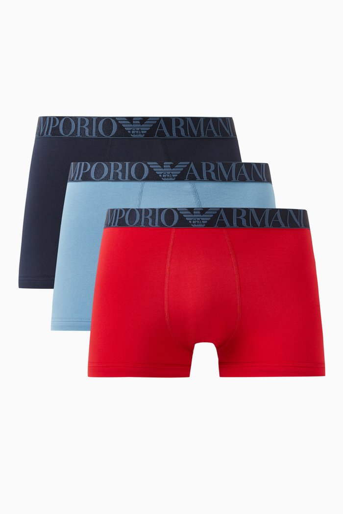 Logo Boxer Briefs in Stretch-cotton, Set of 3, Multicolour