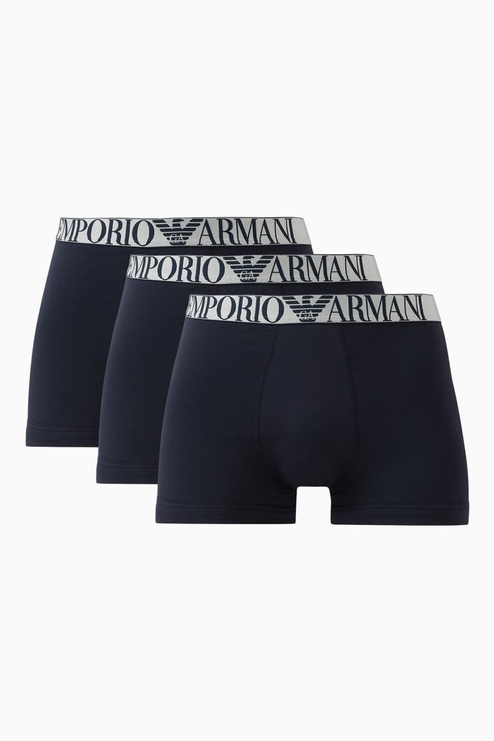 T39 Logo Boxer Briefs in Stretch-cotton, Set of 3, Blue