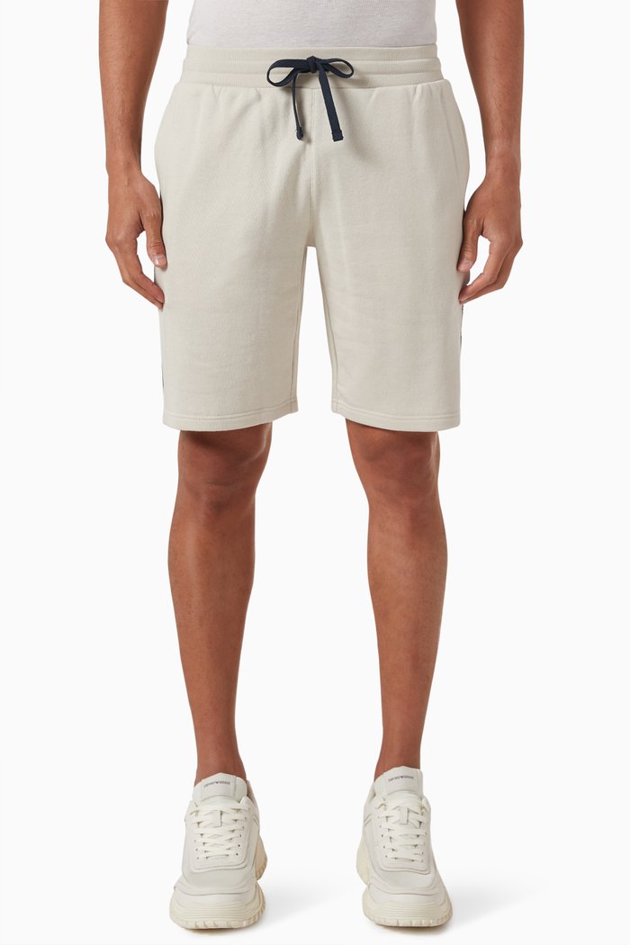 

Logo-tape Shorts in Cotton-blend Jersey, Neutral