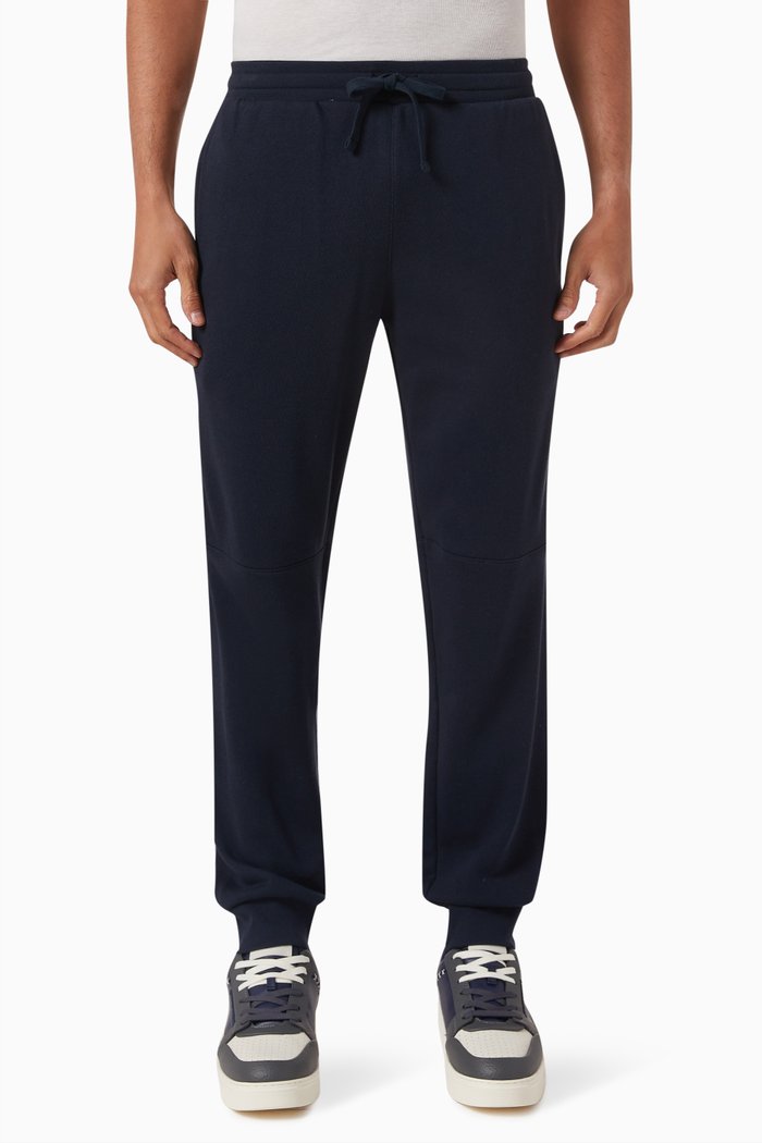 Logo-tape Joggers in Cotton-blend, Blue