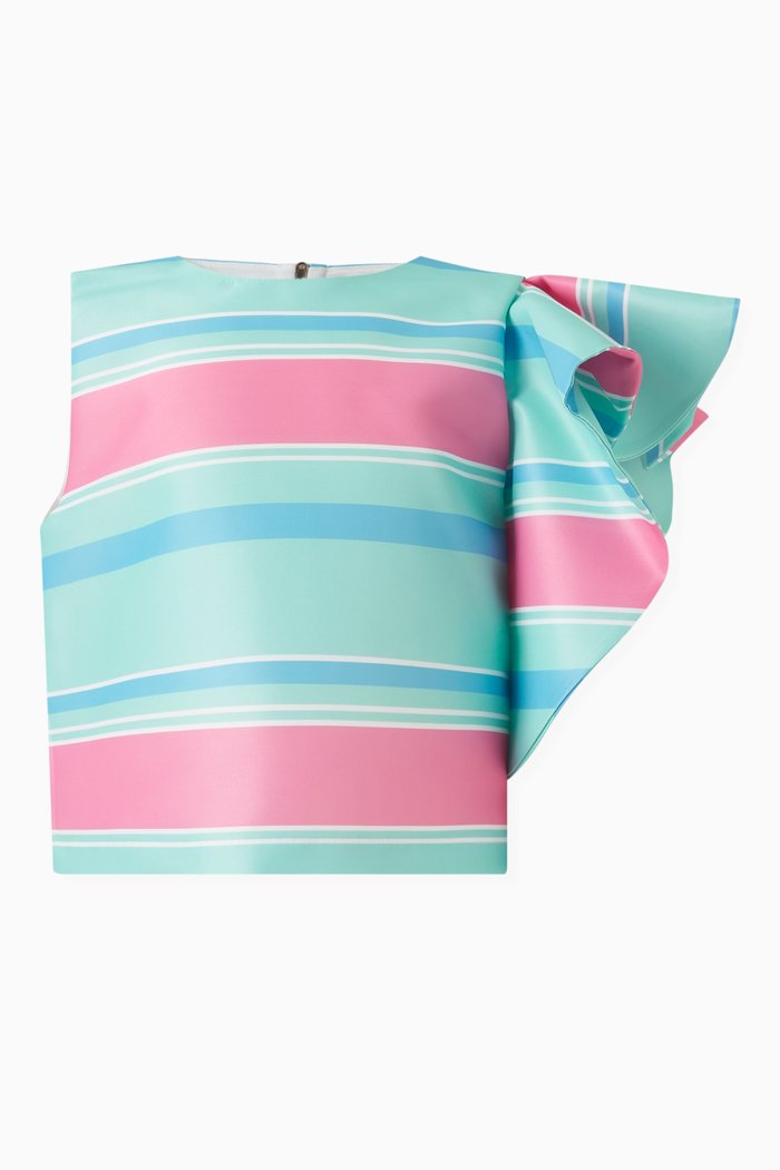

Striped Ruffle Top in Satin, Multicolour