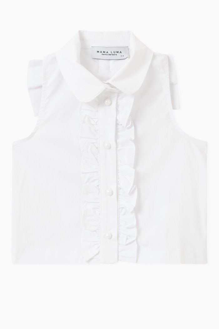 

Ruffled Sleeveless Blouse, White