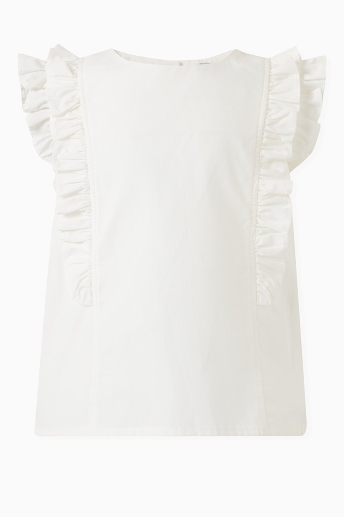 

Ruffled Sleeveless Top, White